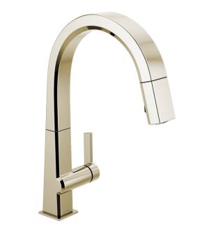 Delta 9193-PN-DST Pivotal 15 1/2" Single Handle Pull Down Kitchen Faucet in Polished Nickel