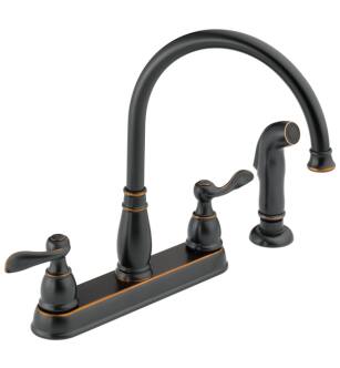 Delta 21996LF-OB Windemere 11 5/8" Double Handle Deck Mounted Kitchen Faucet with Side Spray in Oil Rubbed Bronze