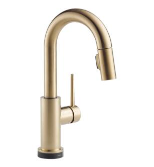Delta 9959T-CZ-DST Trinsic 14" Single Handle Pull-Down Bar/Prep Faucet with Touch2O Technology in Champagne Bronze
