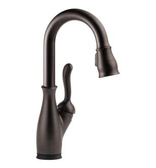Delta 9678T-RB-DST Leland 14 1/2" Single Handle Pull-Down Bar/Prep Faucet Touch2O Technology and Optional VoiceIQ in Venetian Bronze