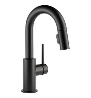 Delta 9959-BLLS-DST Trinsic 13" Single Handle Pull-Down Bar/Prep Kitchen Faucet with Diamond Seal Technology in Matte Black
