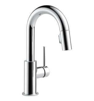 Delta 9959-LS-DST Trinsic 13" Single Handle Pull-Down Bar/Prep Kitchen Faucet with Diamond Seal Technology in Chrome