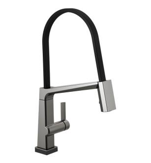 Delta 9693T-KS-DST Pivotal 19 1/8" Single Handle Exposed Hose Kitchen Faucet with Touch2O Technology in Black Stainless