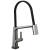Delta 9693T-KS-DST Pivotal 19 1/8" Single Handle Exposed Hose Kitchen Faucet with Touch2O Technology in Black Stainless