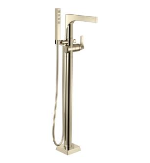 Delta T4774-PNFL Zura 40 5/8" Single Handle Floor Mounted Tub Filler with Handshower in Polished Nickel