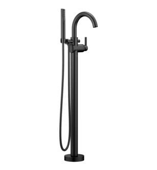 Delta T4759-BLFL 41" Single Handle Floor Mount Tub Filler Trim with Hand Shower in Matte Black