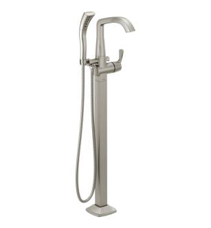 Delta T4776-SSFL Stryke 42 7/8" Single Lever Handle Floor Mount Tub Filler with Handshower and H2Okinetic Technology in Stainless Steel