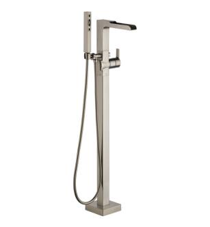 Delta T4768-SSFL Ara 40 1/2" Single Handle Floor Mount Tub Filler with Hand Shower in Stainless Steel