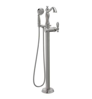 Delta T4797-SSFL-LHP 42 1/2" Single Handle Floor Mount Tub Filler with Hand Shower - Less Handle in Stainless Steel