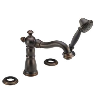 Delta T4755-RBLHP Victorian 7 1/2" Double Handle Deck Mounted Roman Tub Faucet with Handshower in Venetian Bronze