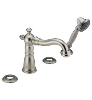 Delta T4755-SSLHP Victorian 7 1/2" Double Handle Deck Mounted Roman Tub Faucet with Handshower in Stainless Steel