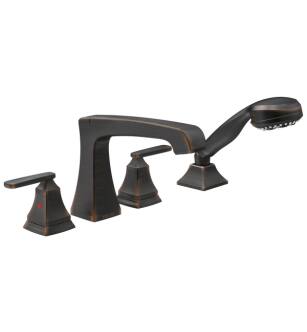 Delta T4764-RB Ashlyn 6 5/8" Double Handle Deck Mounted Roman Tub Faucet with Hand Shower in Venetian Bronze