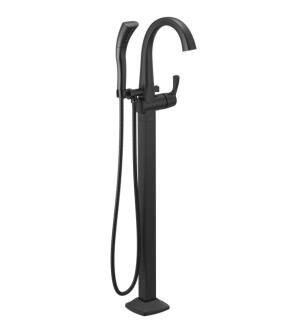 Delta T4777-BLFL Stryke 44 3/8" Single Handle Floor Mount Tub Filler with Hand Shower in Matte Black