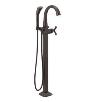 Delta T47776-RBFL Stryke 44 3/8" Single Handle Floor Mount Tub Filler with Hand Shower in Venetian Bronze
