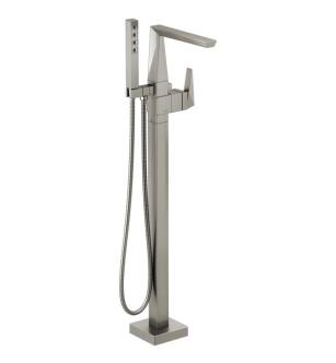 Delta T4743-SS-PR-FL Trillian 40 7/8" Single Handle Floor Mount Tub Filler with Hand Shower in Lumicoat Stainless