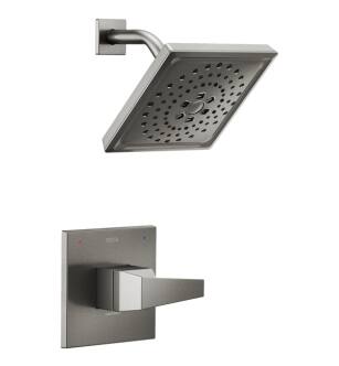 Delta T14243-KS-PR Trillian Monitor 14 Series Pressure Balanced Shower Only Trim with Multi-Function Showerhead in Lumicoat Black Stainless