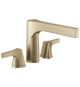 Delta T2774-CZ Zura 8 1/2" Double Handle Deck Mounted Roman Tub Faucet in Champagne Bronze