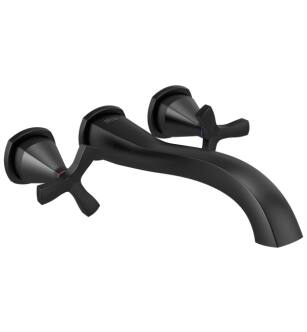 Delta T57766-BLWL Stryke 2 5/8" Double Cross Handle Wall Mount Roman Tub Faucet in Matte Black