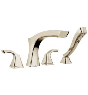 Delta T4752-PN Tesla 7 1/2" Double Handle Deck Mounted Roman Tub Faucet with Hand Shower in Polished Nickel