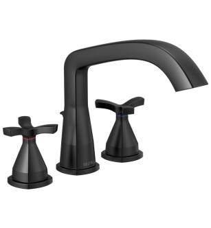 Delta T27766-BL Stryke 9 1/4" Double Cross Handle Deck Mounted Roman Tub Faucet Trim in Matte Black