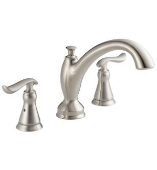 Delta T2794-SS Linden 7 7/8" Double Handle Deck Mounted Roman Tub Trim in Stainless Steel