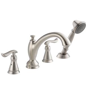 Delta T4794-SS Linden 7 7/8" Double Handle Roman Tub Faucet Trim with Hand Shower in Stainless Steel