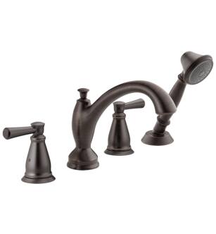 Delta T4793-RB Linden 7 3/4" Traditional Double Handle Roman Tub Faucet with Hand Shower Trim in Venetian Bronze