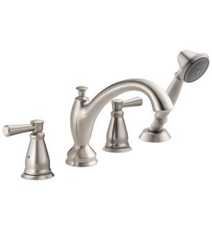 Delta T4793-SS Linden 7 3/4" Traditional Double Handle Roman Tub Faucet with Hand Shower Trim in Stainless Steel
