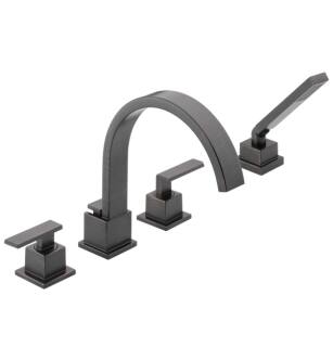 Delta T4753-RB Vero 10" Double Handle Deck Mounted Roman Tub Faucet with Hand Shower in Venetian Bronze
