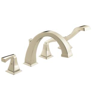 Delta T4751-PN Dryden 7 7/8" Double Handle Deck Mounted Roman Tub Faucet with Handshower in Polished Nickel