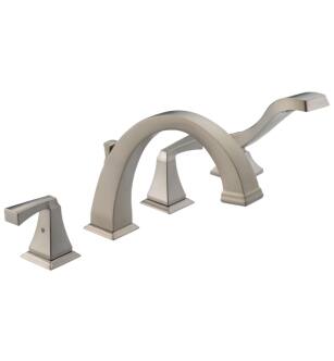 Delta T4751-SS Dryden 7 7/8" Double Handle Deck Mounted Roman Tub Faucet with Handshower in Stainless Steel