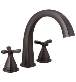 Delta T27776-RB Stryke 10 3/4" Double Cross Handle Deck Mounted Roman Tub Faucet in Venetian Bronze