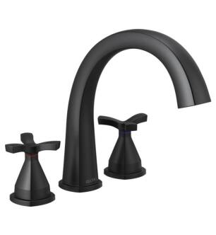 Delta T27776-BL Stryke 10 3/4" Double Cross Handle Deck Mounted Roman Tub Faucet in Matte Black
