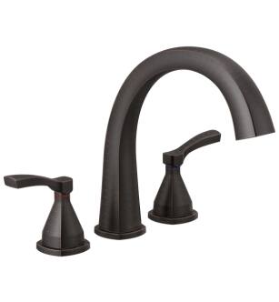 Delta T2777-RB Stryke 10 3/4" Double Lever Handle Deck Mounted Roman Tub Faucet in Venetian Bronze