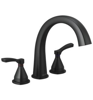 Delta T2777-BL Stryke 10 3/4" Double Lever Handle Deck Mounted Roman Tub Faucet in Matte Black