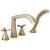 Delta T47766-CZ Stryke 9 1/4" Double Cross Handle Deck Mounted Roman Tub Faucet Trim with Handshower in Champagne Bronze