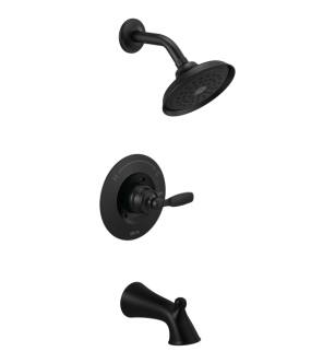 Delta T14432-BL Woodhurst Monitor 14 Series Pressure Balanced Tub and Shower Faucet Trim with Showerhead in Matte Black