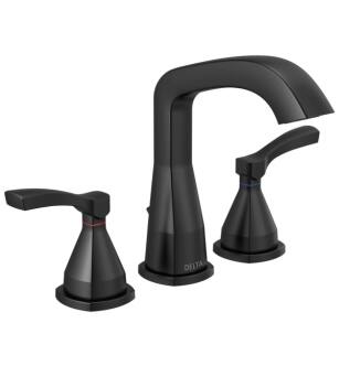 Delta 35776-BLMPU-DST Stryke 6 7/8" Two Handle Widespread Bathroom Faucet with Pop-Up Drain in Matte Black