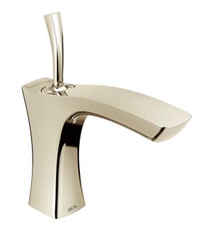 Delta 552LF-PNLPU Tesla 5 5/8" Single Handle Bathroom Faucet with Less Pop Up in Polished Nickel
