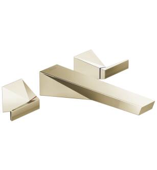 Delta T3543LF-PN-PR-WL Trillian 2" Double Handle Wall Mount Bathroom Sink Faucet in Lumicoat Polished Nickel