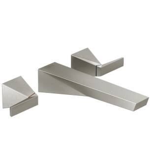 Delta T3543LF-SS-PR-WL Trillian 2" Double Handle Wall Mount Bathroom Sink Faucet in Stainless Steel