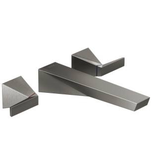 Delta T3543LF-KS-PR-WL Trillian 2" Double Handle Wall Mount Bathroom Sink Faucet in Lumicoat Black Stainless