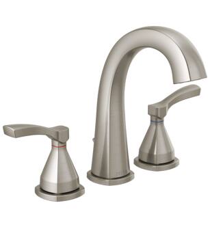 Delta 35775-SSMPU-DST Stryke 7 3/8" Two Lever Handle Widespread Bathroom Sink Faucet with Pop-Up Drain in Stainless Steel