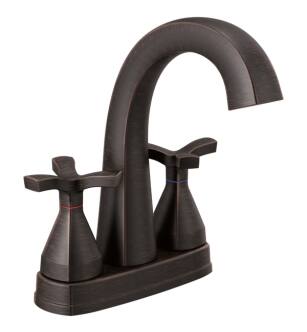 Delta 257756-RBMPU-DST Stryke 7 3/8" Two Cross Handle Centerset Bathroom Sink Faucet with Pop-Up Drain in Venetian Bronze