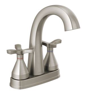 Delta 257756-SSMPU-DST Stryke 7 3/8" Two Cross Handle Centerset Bathroom Sink Faucet with Pop-Up Drain in Stainless Steel