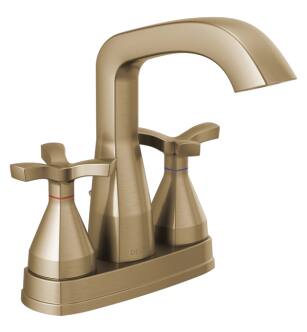 Delta 257766-CZMPU-DST Stryke 7 3/8" Two Cross Handle Centerset Bathroom Faucet with Metal Pop-Up Drain in Champagne Bronze