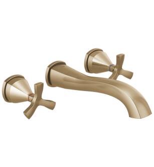 Delta T35766LF-CZWL Stryke 2" Two Cross Handle Wall Mount Widespread Bathroom Faucet in Champagne Bronze