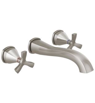 Delta T35766LF-SSWL Stryke 2" Two Cross Handle Wall Mount Widespread Bathroom Faucet in Stainless Steel