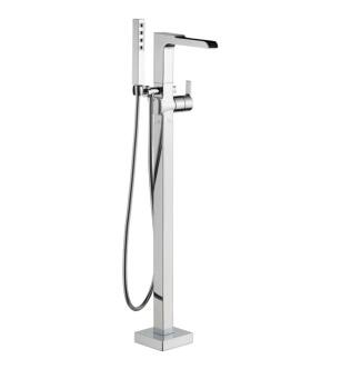 Delta T4768-FL Ara 40 1/2" Single Handle Floor Mount Tub Filler with Hand Shower in Chrome