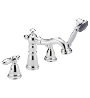Delta T4755-LHP Victorian 7 1/2" Double Handle Deck Mounted Roman Tub Faucet with Handshower in Chrome